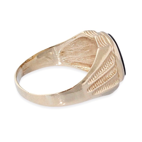 Vintage 14K Gold Black Onyx Men’s Signet Ring Large Size 12.5 - Picture 4 of 7